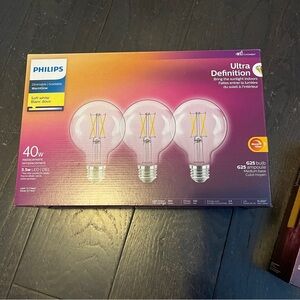 🆕 Philips UltraDefinition LED G25 E26Globe 40W Dimmable Soft White3-Pack